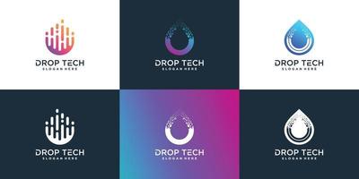 conjunto de logotipo de drop tech con vector premium de estilo único creativo