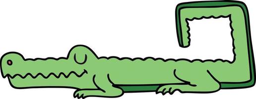 quirky hand drawn cartoon crocodile vector