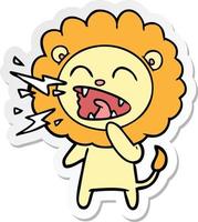 sticker of a cartoon roaring lion vector