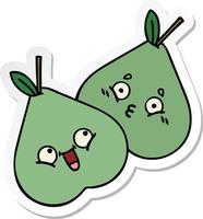 sticker of a cute cartoon green pear vector