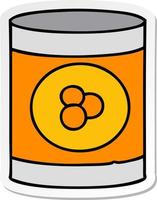 sticker cartoon doodle of a can of peaches vector