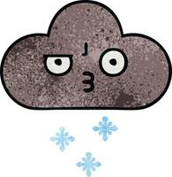 retro grunge textura dibujos animados tormenta nieve nube vector