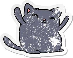 distressed sticker cartoon of cute kawaii cat vector