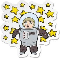 sticker of a cartoon astronaut vector