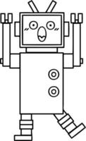 line drawing cartoon robot vector