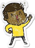 distressed sticker of a cartoon happy man vector