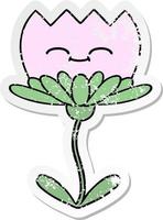 distressed sticker of a cute cartoon flower vector