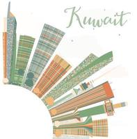 horizonte abstracto de la ciudad de kuwait con edificios de color. vector