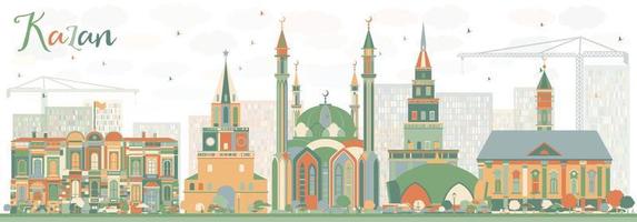 Abstract Kazan Skyline with Color Buildings. vector