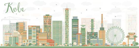 Abstract Kobe Skyline with Color Buildings. vector