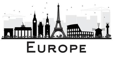 Europe Skyline Silhouette with Landmarks. vector