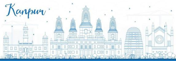 Outline Kanpur Skyline with Blue Buildings. vector