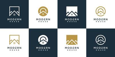 Modern house logo collection unique shape concept Premium Vector