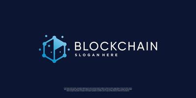 blockchain logo abstract with creative cube concept Premium Vector