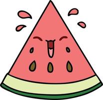 quirky hand drawn cartoon watermelon vector