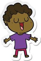 sticker of a laughing cartoon man vector