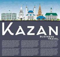 Kazan Skyline with Gray Buildings, Blue Sky and Copy Space. vector
