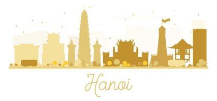 silueta dorada del horizonte de la ciudad de hanoi. vector