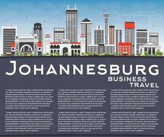 Johannesburg Skyline with Gray Buildings, Blue Sky and Copy Space. vector