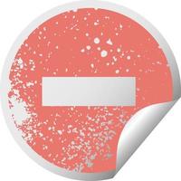 distressed circular peeling sticker symbol minus symbol vector