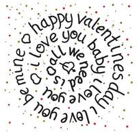 Valentines day round lettering on dot background. vector