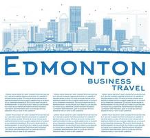 Outline Edmonton Skyline with Blue Buildings and Copy Space. vector