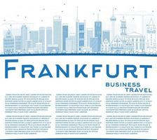 Outline Frankfurt Skyline with Blue Buildings and Copy Space. vector