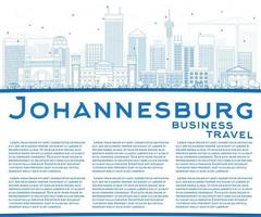 Outline Johannesburg Skyline with Blue Buildings and Copy Space. vector