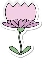 sticker of a cute cartoon flower vector