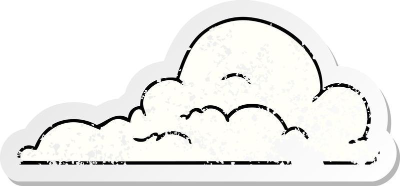 distressed sticker cartoon doodle of white large clouds