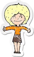 retro distressed sticker of a cartoon woman giving thumbs up sign vector