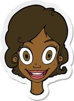 sticker of a cartoon happy woman vector