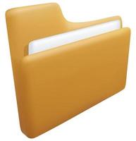 3d folder and sheet of paper, document  concept. vector