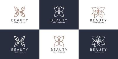 Beauty logo bundle with butterfly concept Premium Vector