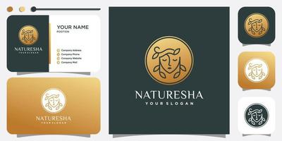 Golden beauty woman logo template Premium Vector