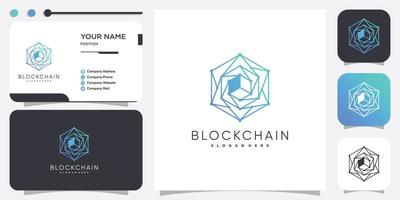 Technology logo with blockchain concept design Premium Vector