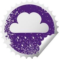 distressed circular peeling sticker symbol rain cloud vector