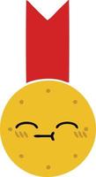 flat color retro cartoon gold medal vector