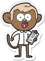 sticker of a cartoon shocked monkey vector