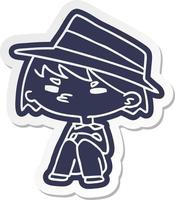 cartoon sticker of a kawaii cute boy vector