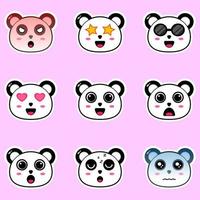 Cute panda cartoon character with different emotions. Perfect for sending expressive messages on social media to friends, family and more. vector