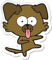 sticker of a cartoon dog with tongue sticking out vector