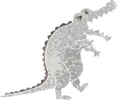 quirky retro illustration style cartoon crocodile vector