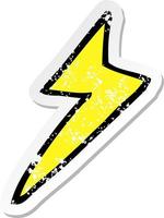 retro distressed sticker of a cartoon lightning bolt symbol vector