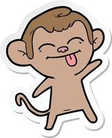 sticker of a funny cartoon monkey vector