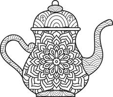 Coffee mug or tea Cup with abstract patterns in the style of zentangle, doodle. Hand drawn illustration, coloring book for adults. vector