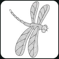 libélula mandala página para colorear vector