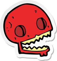 sticker of a cartoon spooky skull vector