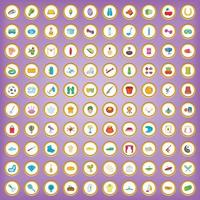 100 hobby icons set in cartoon style vector
