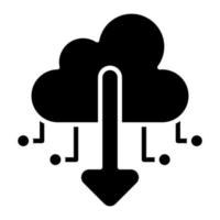 descargar archivo en el icono de glifo de nube vector